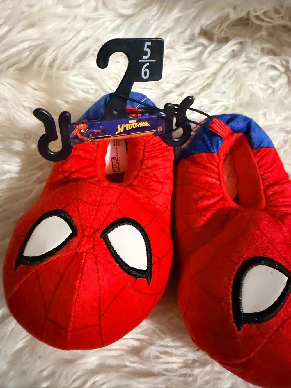 Marvel Kids Spider-Man Red and Blue Plush Slippers